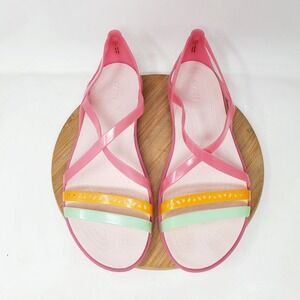 Crocs Isabella Sandals Womens 9 Pink Strappy Jelly‎ Slip On Flats Huarache Shoes